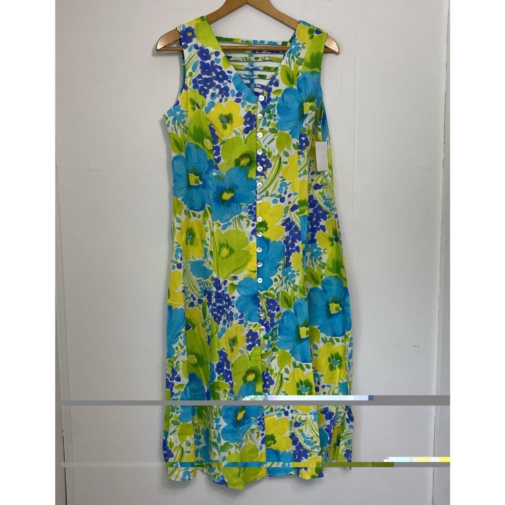 NWT BFA Classics Maxi Midi Dress Womens 18P Floral Sleeveless Tropical Colorful